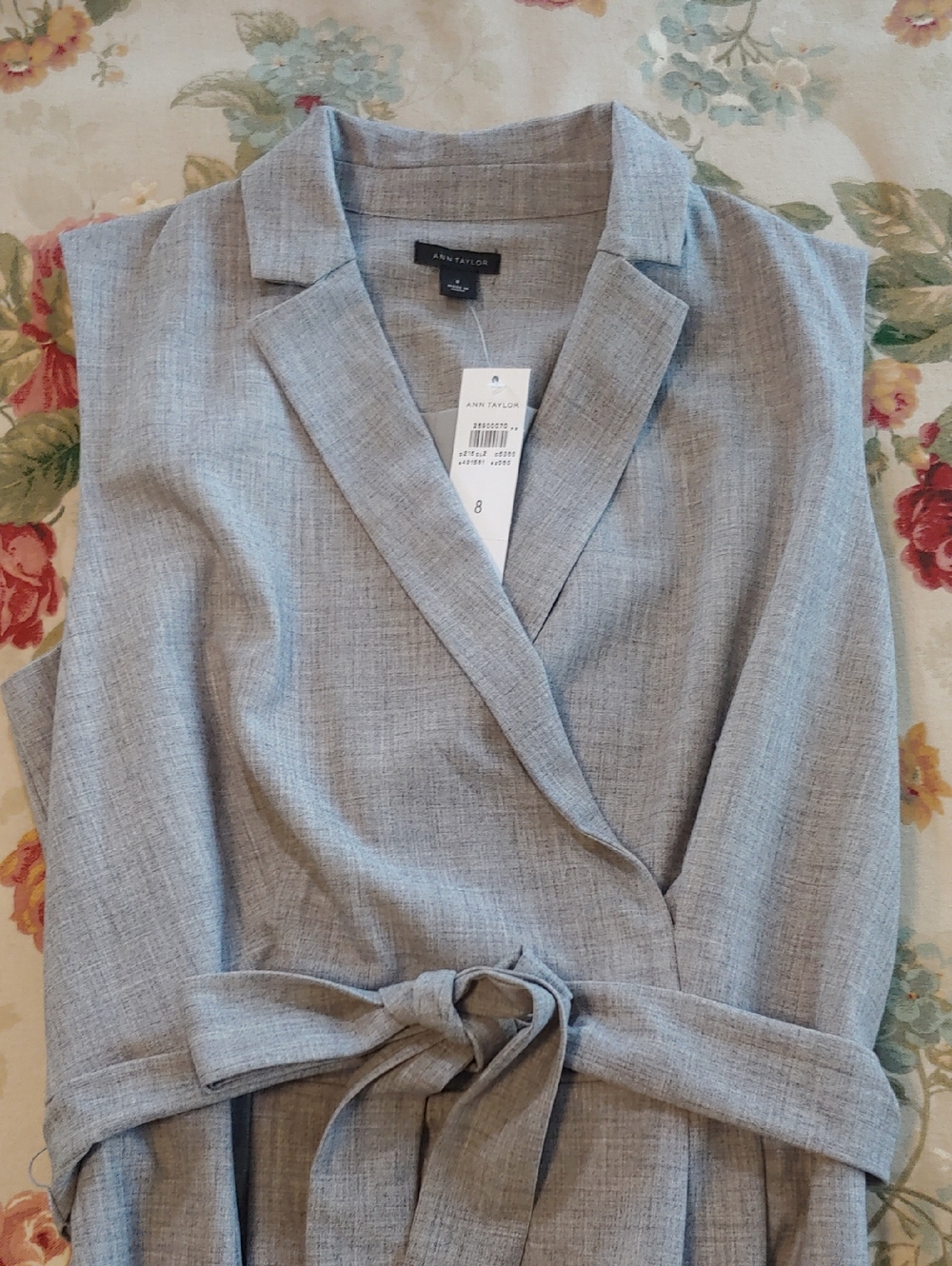 Ann Taylor NEW Gray Tie-Waist Sleeveless Blazer Dress Women's 8 NWT - Picture 4 of 16